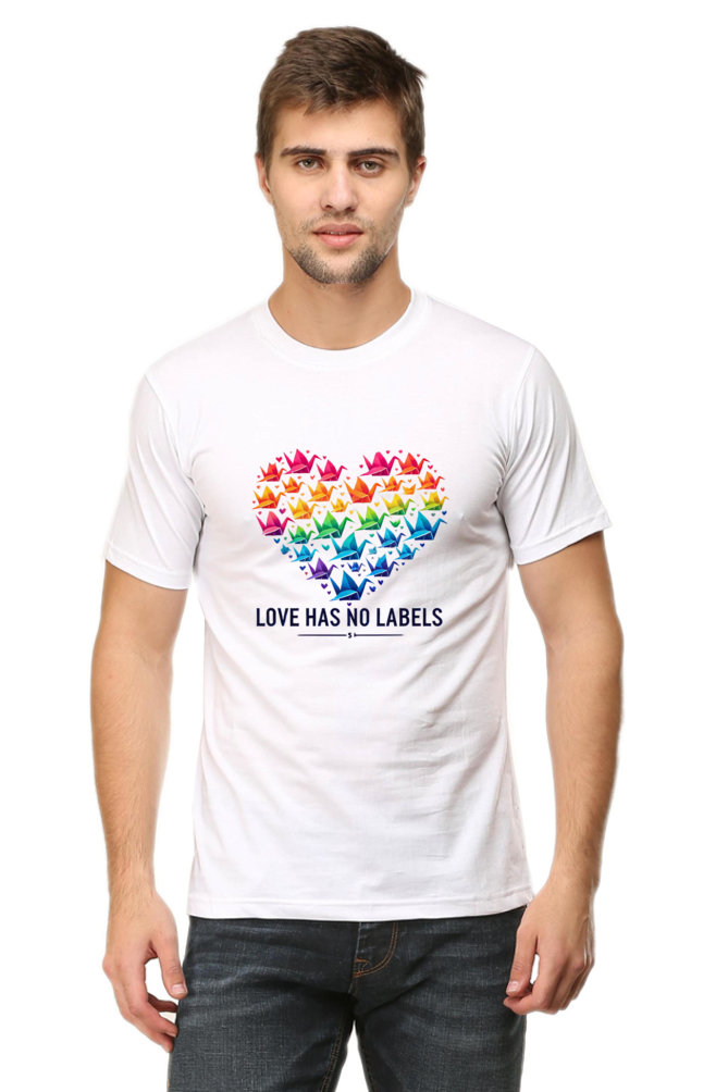 Valentine's Day "Love Has No Labels" Origami Bird Graphic T-Shirt