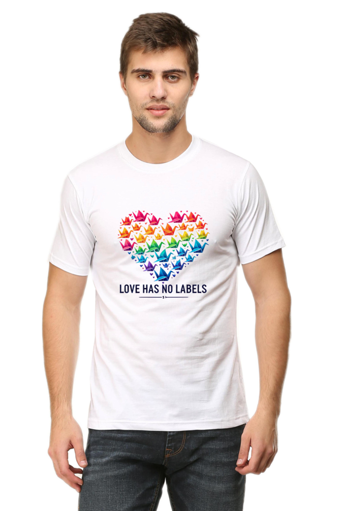 Valentine's Day "Love Has No Labels" Origami Bird Graphic T-Shirt