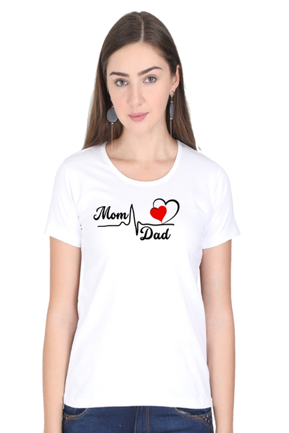 Mom & Dad Love Printed Cotton T-Shirt for Women