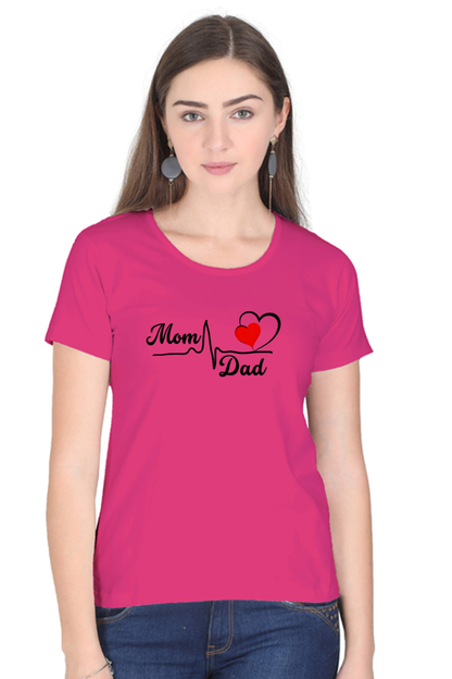 Mom & Dad Love Printed Cotton T-Shirt for Women