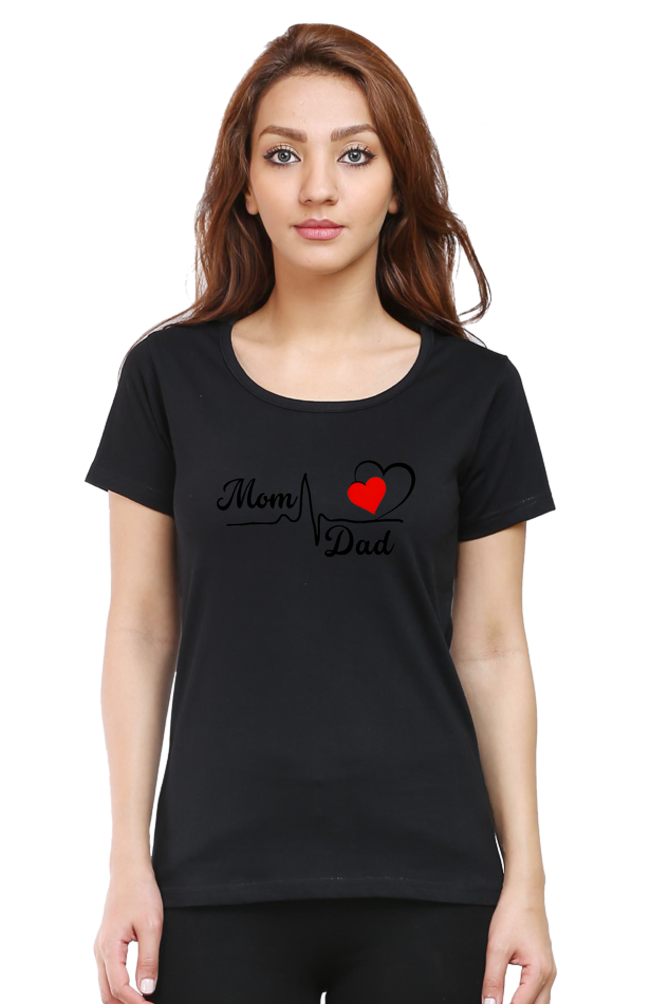 Mom & Dad Love Printed Cotton T-Shirt for Women