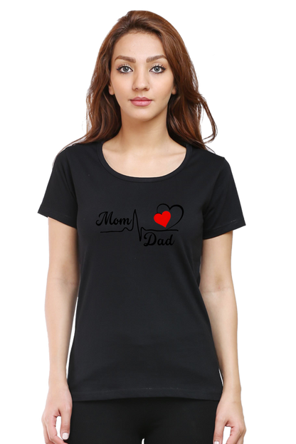 Mom & Dad Love Printed Cotton T-Shirt for Women