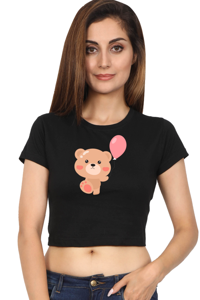 Cute Teddy Bear Printed Crop Top for Women/ Girls