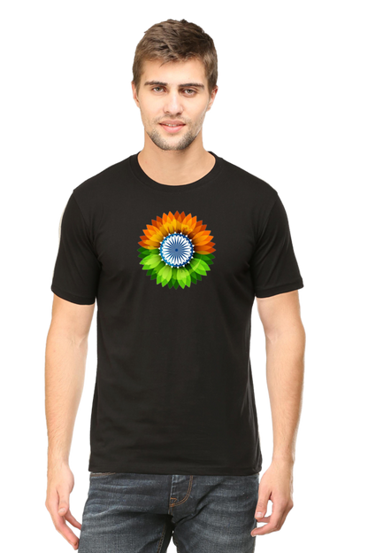 Tri-Color Stylish Ashok Chakra T-Shirt