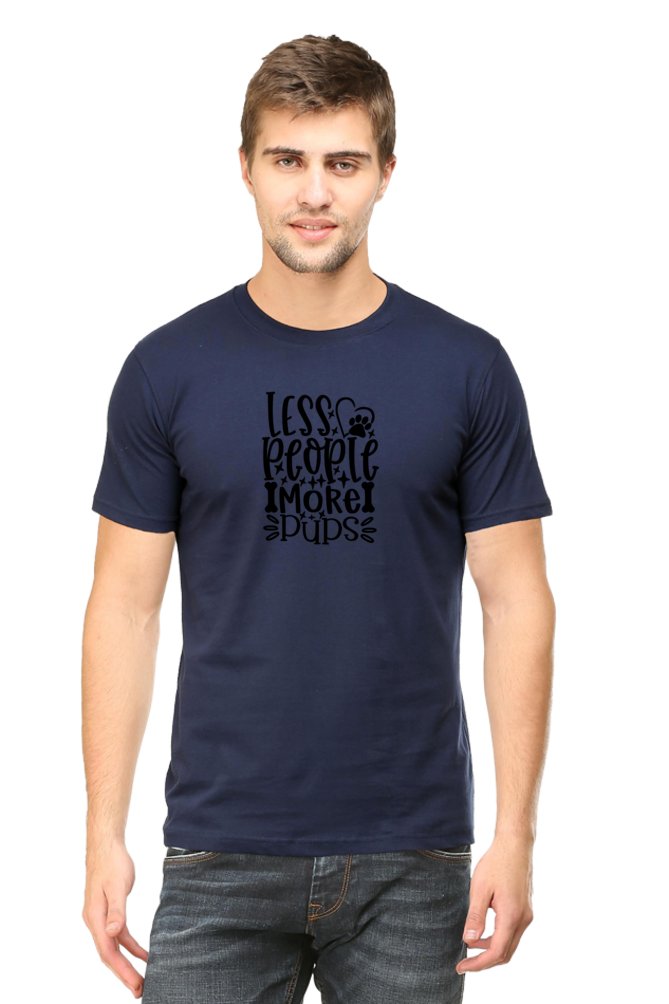 Classic Round Neck Unisex T-Shirt - Less People More Pups