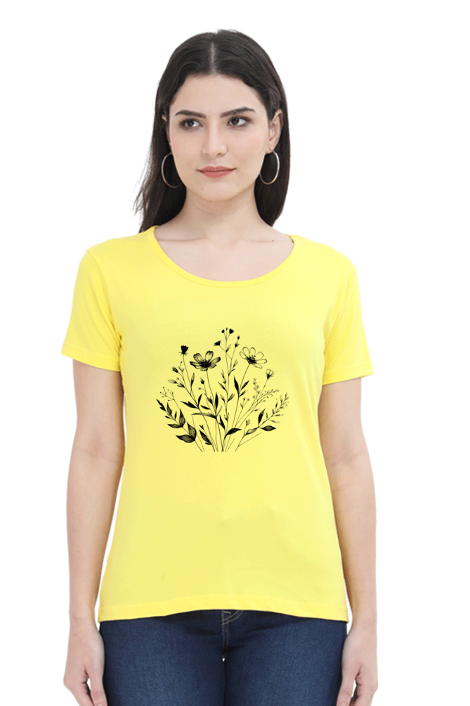 Women Stylish Flower Printed T-Shirt