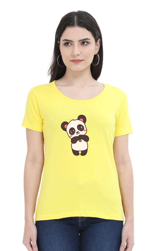 Cute Panda Classic Cotton T-Shirt for Women