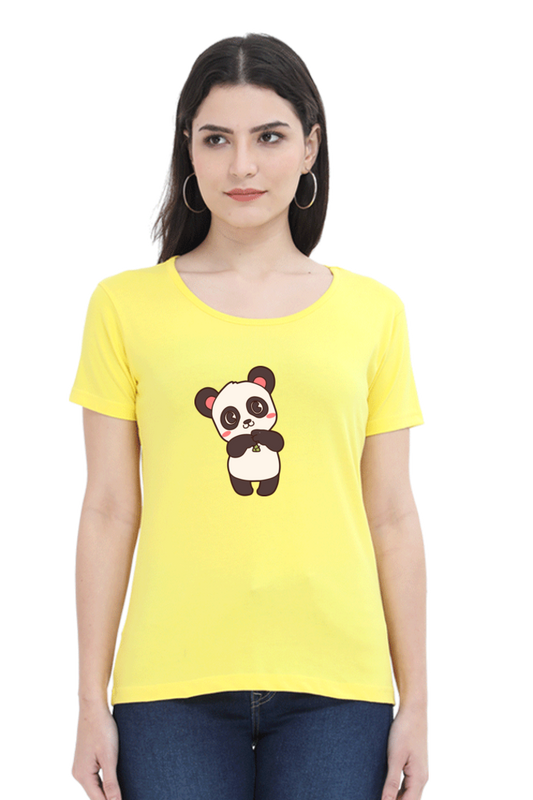 Cute Panda Classic Cotton T-Shirt for Women