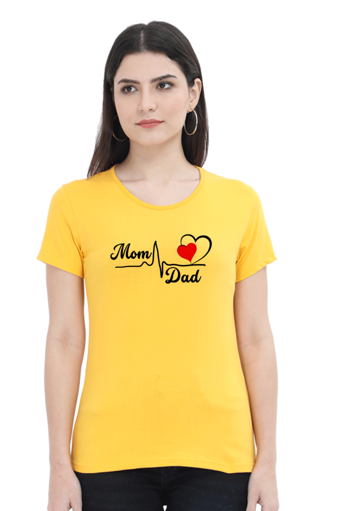 Mom & Dad Love Printed Cotton T-Shirt for Women