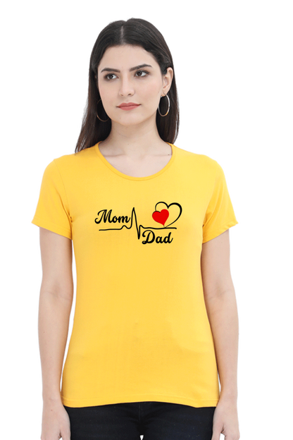 Mom & Dad Love Printed Cotton T-Shirt for Women