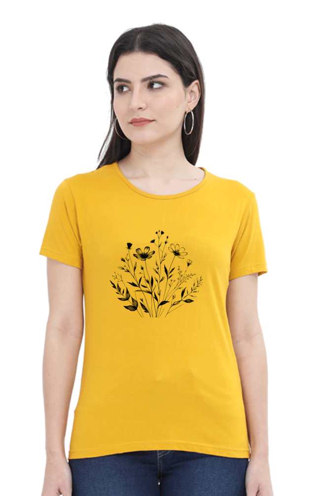 Women Stylish Flower Printed T-Shirt