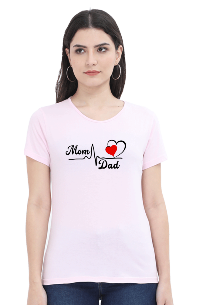 Mom & Dad Love Printed Cotton T-Shirt for Women