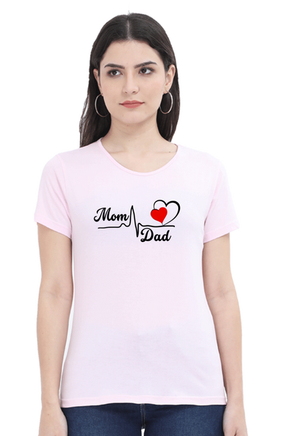 Mom & Dad Love Printed Cotton T-Shirt for Women