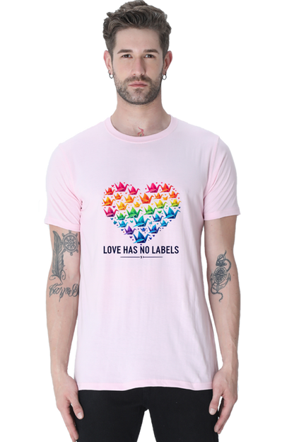 Valentine's Day "Love Has No Labels" Origami Bird Graphic T-Shirt