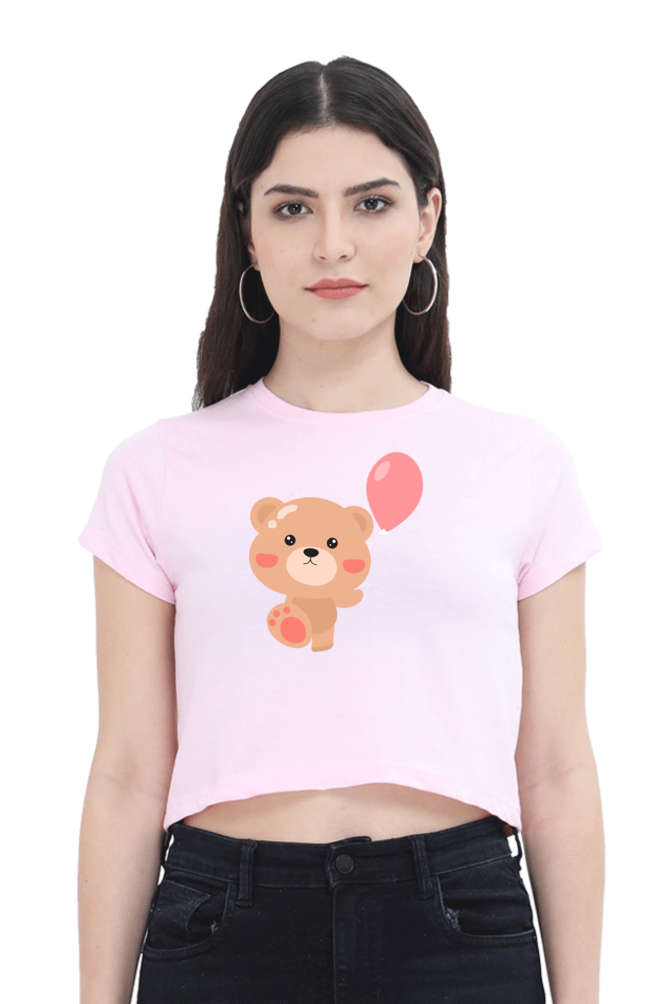 Cute Teddy Bear Printed Crop Top for Women/ Girls