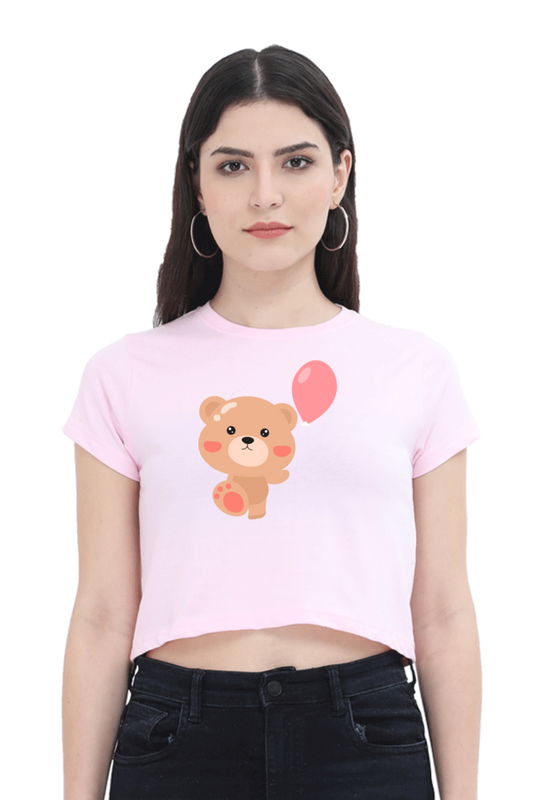 Cute Teddy Bear Printed Crop Top for Women/ Girls