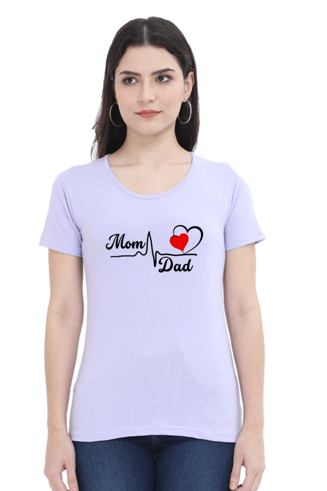 Mom & Dad Love Printed Cotton T-Shirt for Women