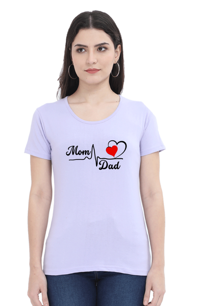 Mom & Dad Love Printed Cotton T-Shirt for Women