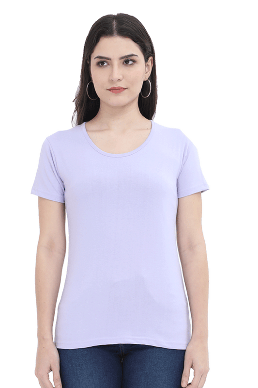 Lavender Solid Cotton Tee for Women