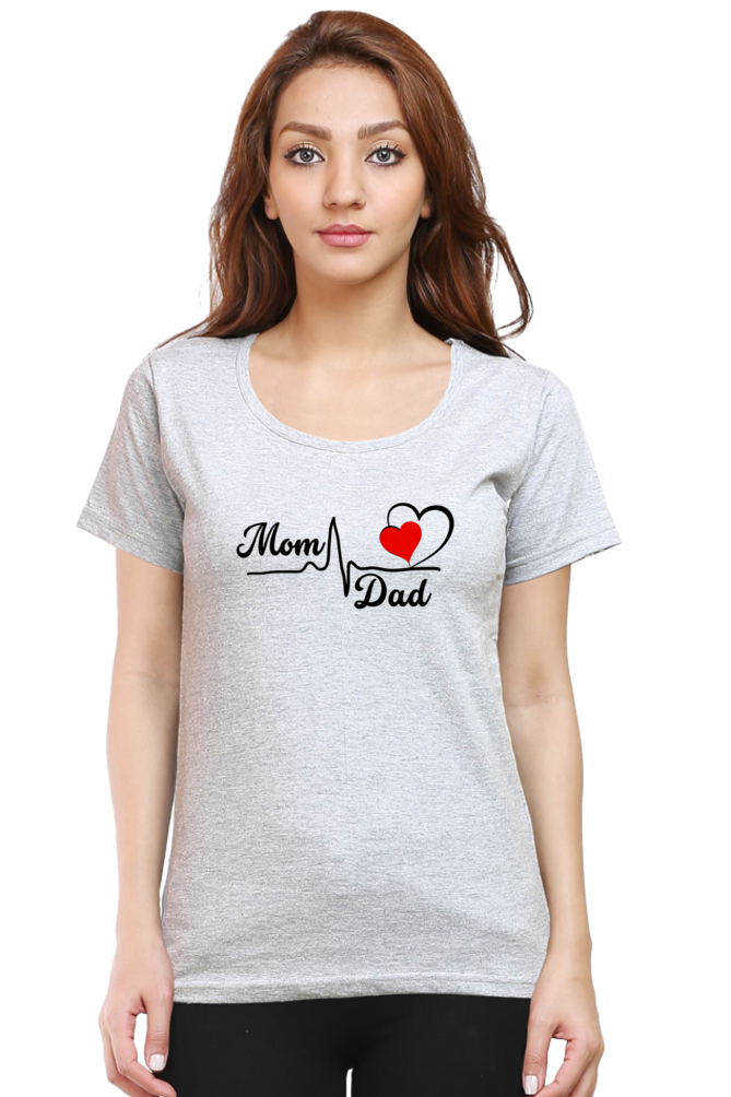 Mom & Dad Love Printed Cotton T-Shirt for Women