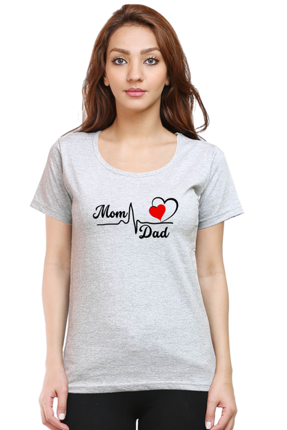 Mom & Dad Love Printed Cotton T-Shirt for Women