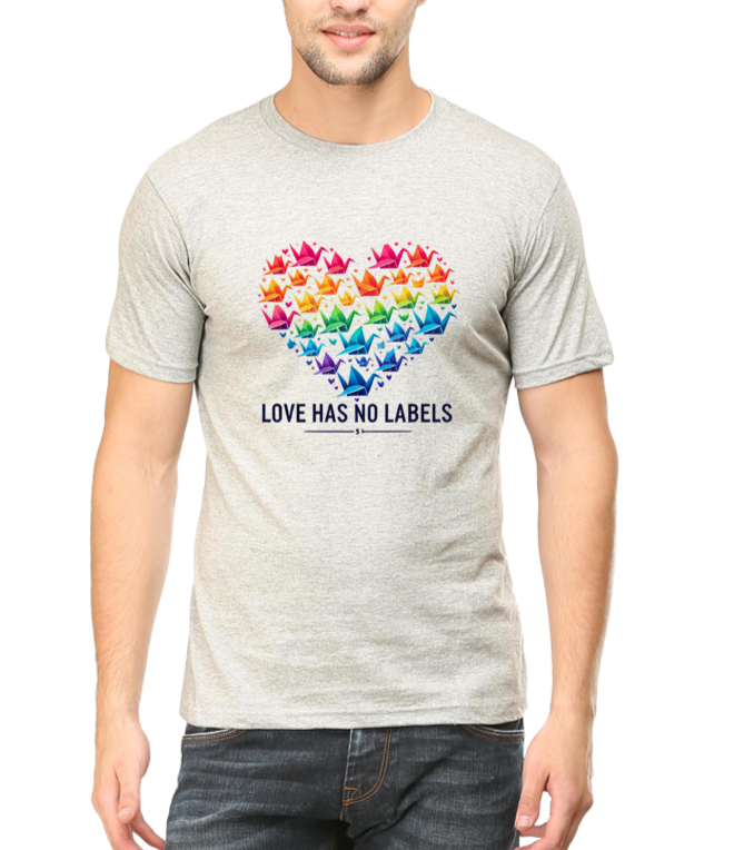 Valentine's Day "Love Has No Labels" Origami Bird Graphic T-Shirt