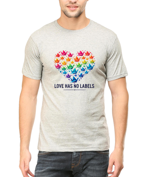 Valentine's Day "Love Has No Labels" Origami Bird Graphic T-Shirt