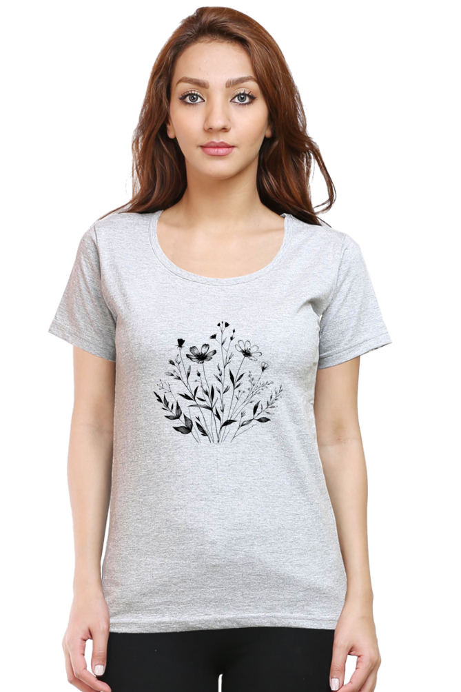 Women Stylish Flower Printed T-Shirt