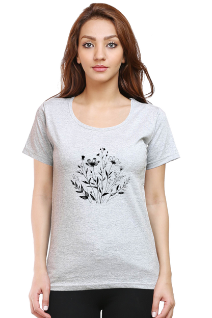 Women Stylish Flower Printed T-Shirt