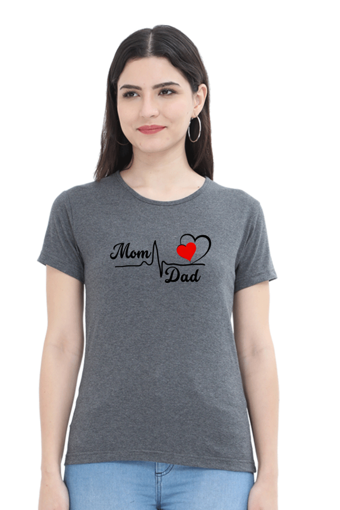 Mom & Dad Love Printed Cotton T-Shirt for Women