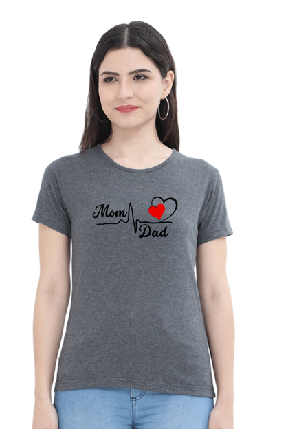 Mom & Dad Love Printed Cotton T-Shirt for Women