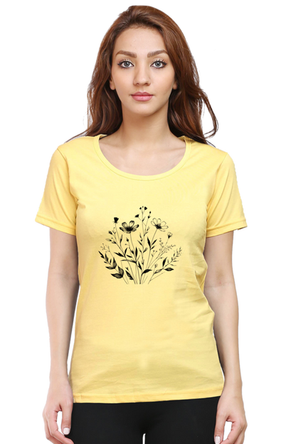 Women Stylish Flower Printed T-Shirt