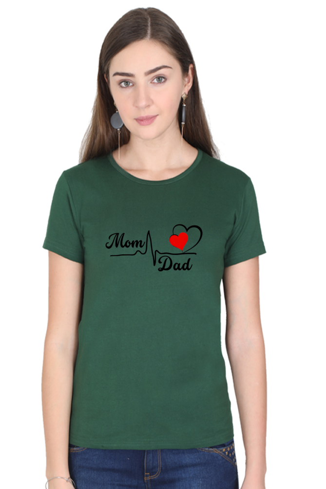 Mom & Dad Love Printed Cotton T-Shirt for Women