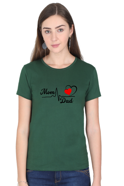 Mom & Dad Love Printed Cotton T-Shirt for Women