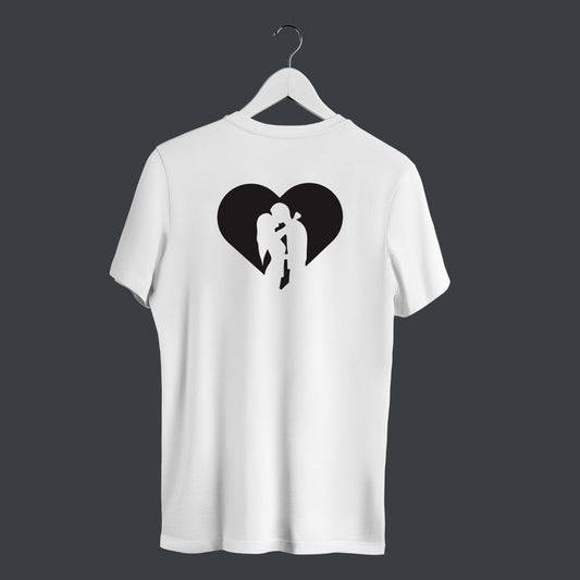 Couple Kissing Printed White T-Shirt