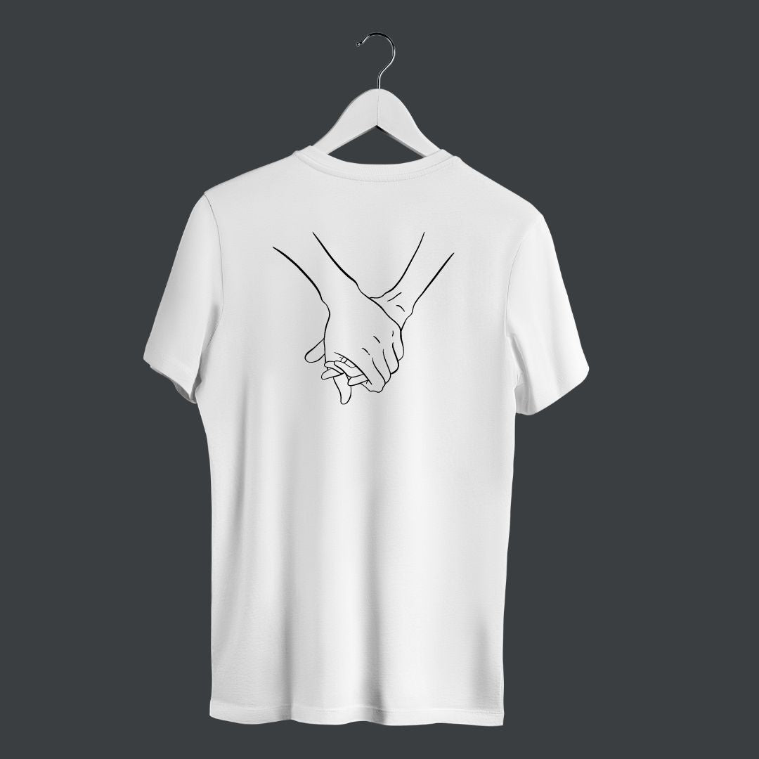 Couple Holding Hand White Cotton T-Shirt