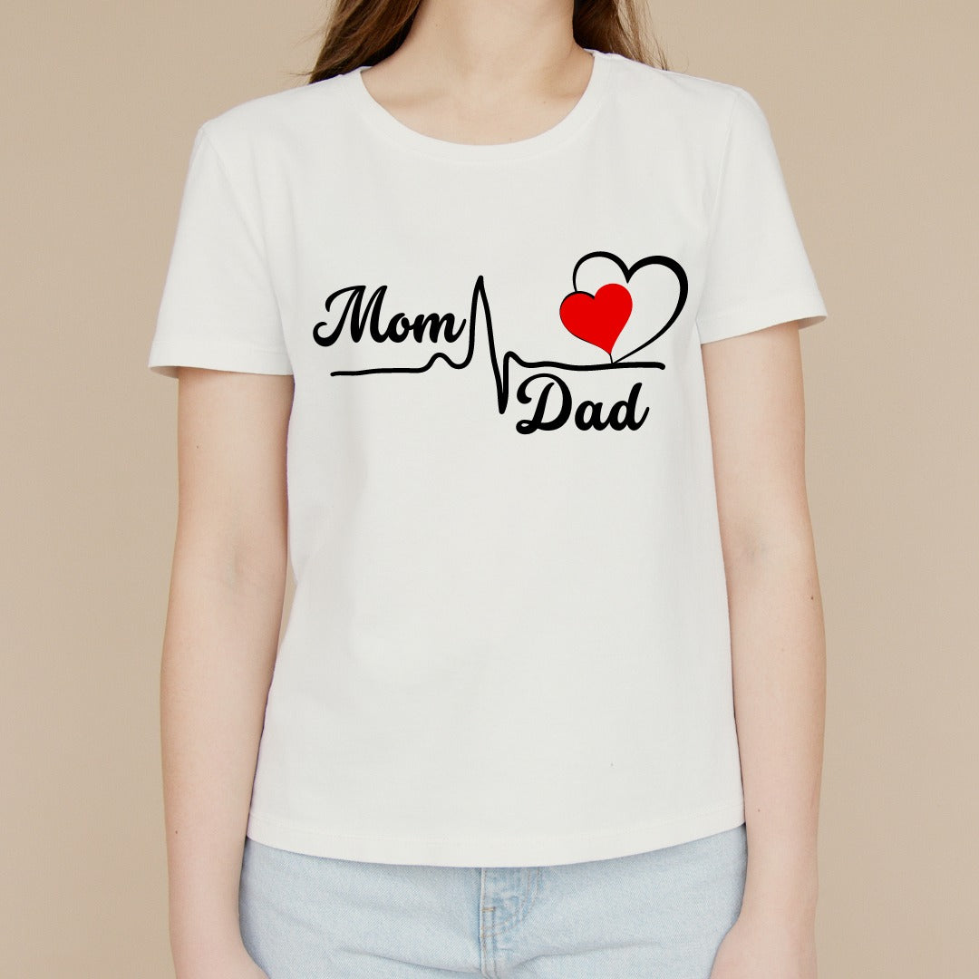 Mom & Dad Love Printed Cotton T-Shirt for Women