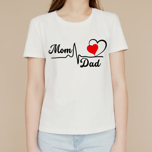 Mom & Dad Love Printed Cotton T-Shirt for Women