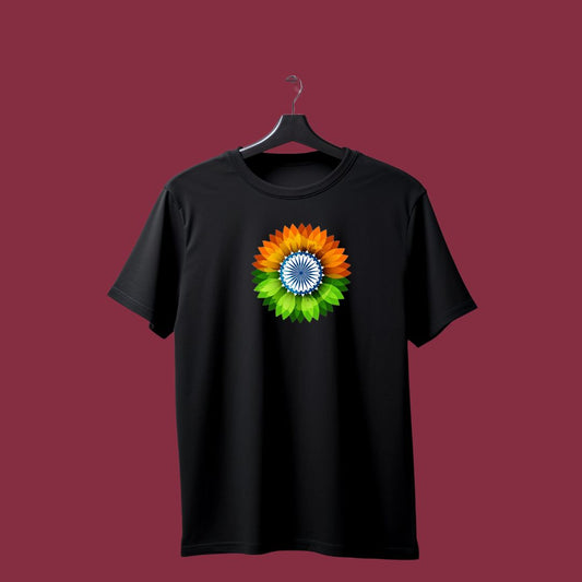 Tri-Color Stylish Ashok Chakra T-Shirt