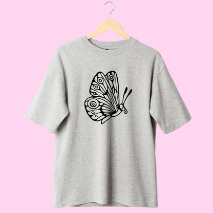 Butterfly Printed Round Neck T-Shirt For Women